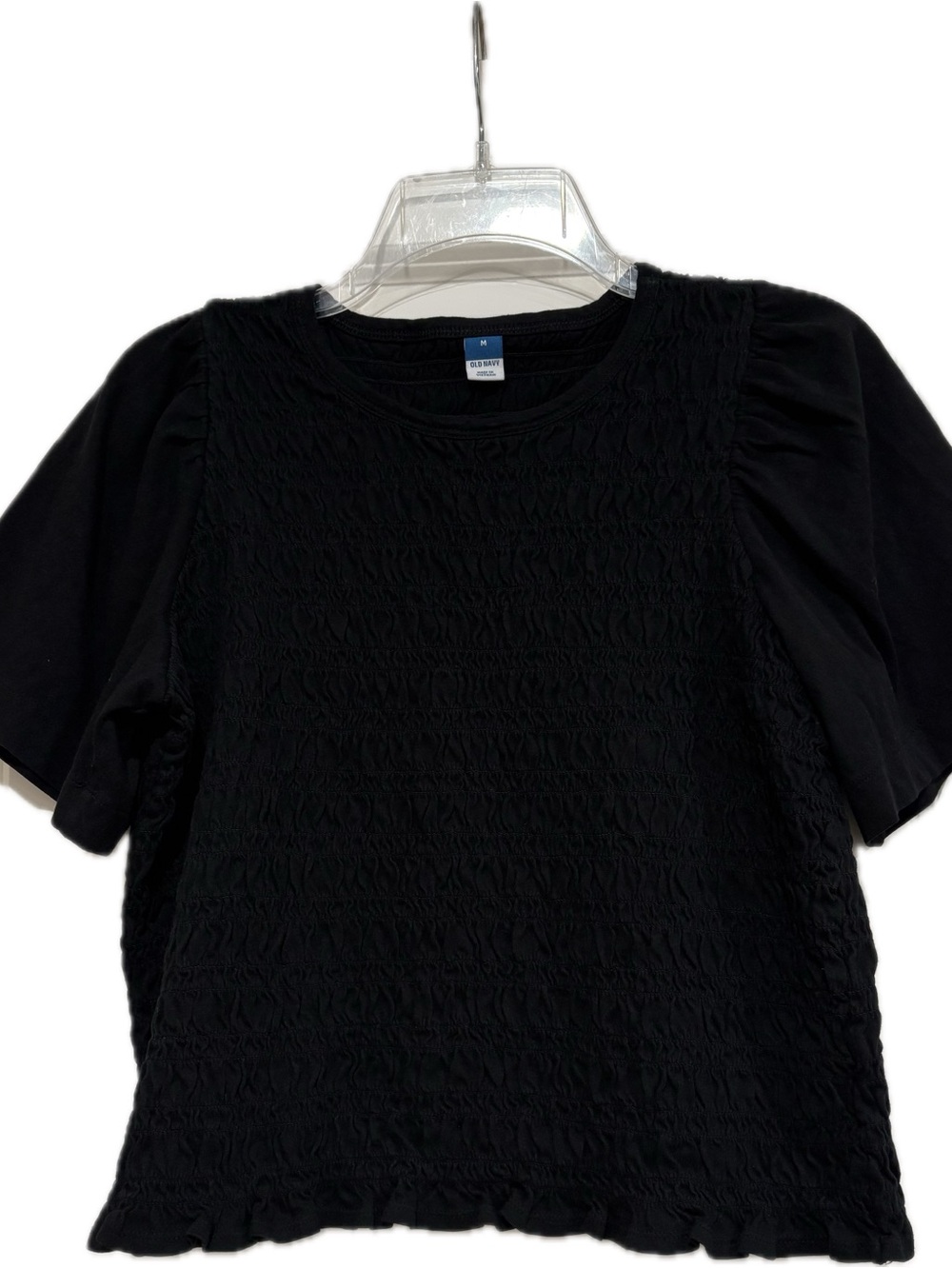 Old Navy Black Relaxed Smocked Top | Size Medium